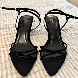Zara Black Strappy Heels - Size 40